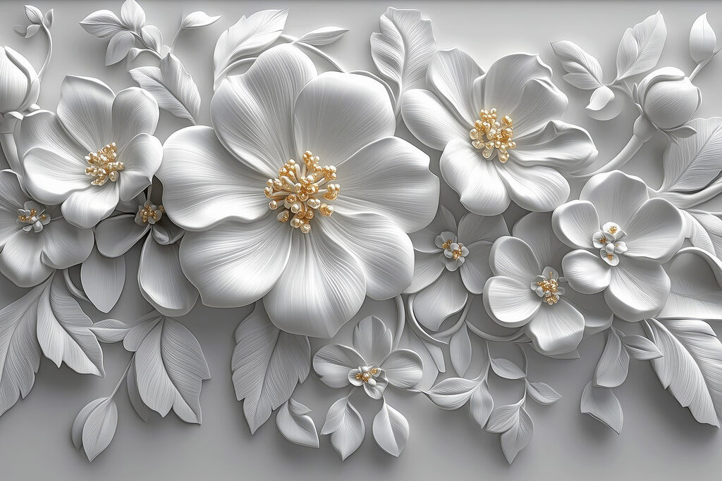 White flowers and leaves White flowers and leaves