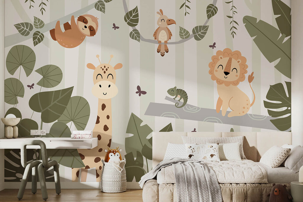 Cartoon of animals in a jungle Cartoon of animals in a jungle