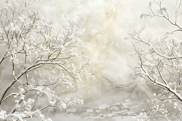 Arbres couverts de neige dans un paysage enneigé Arbres couverts de neige dans un paysage enneigé