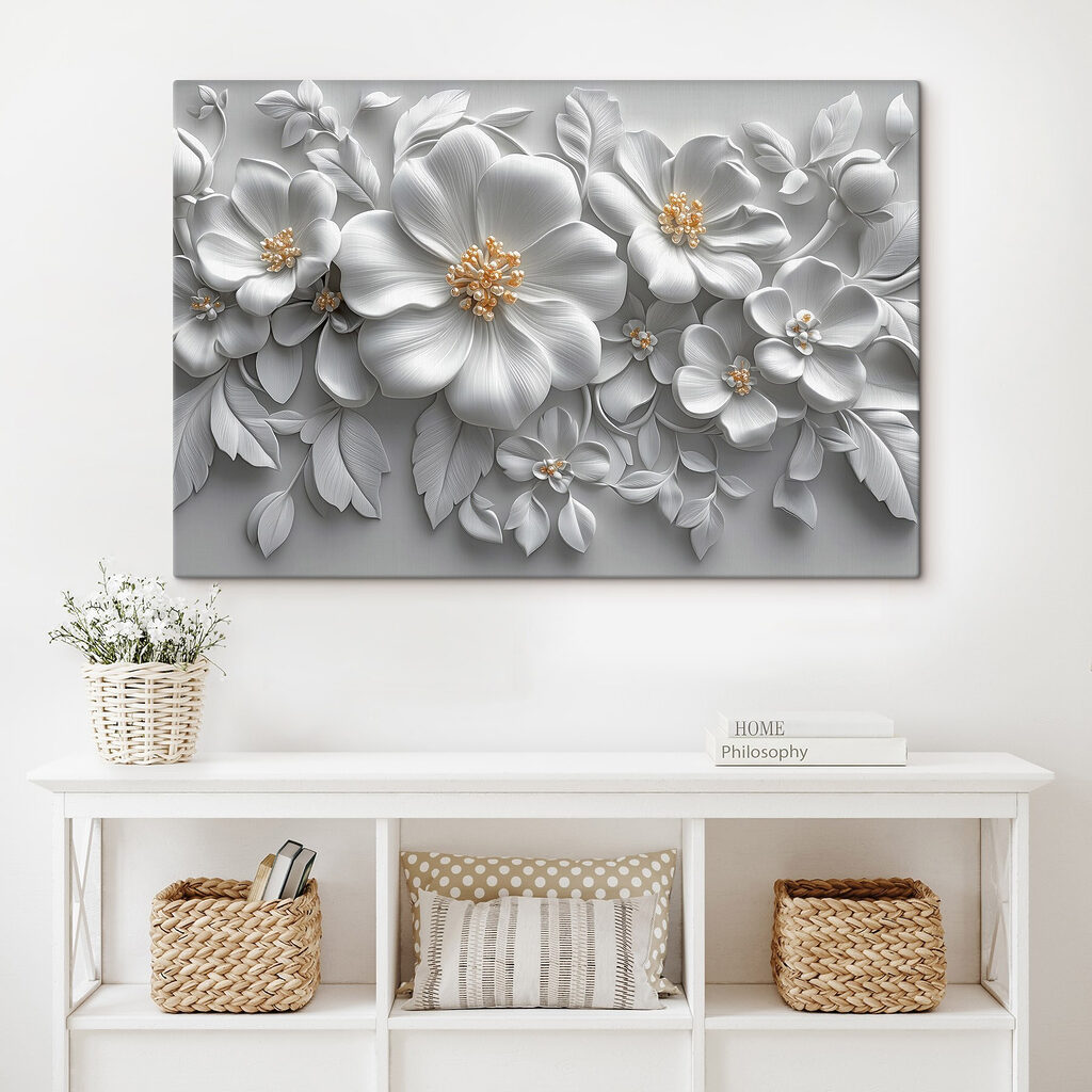 White flowers and leaves White flowers and leaves