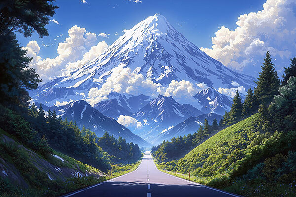 Route menant à une montagne Route menant à une montagne