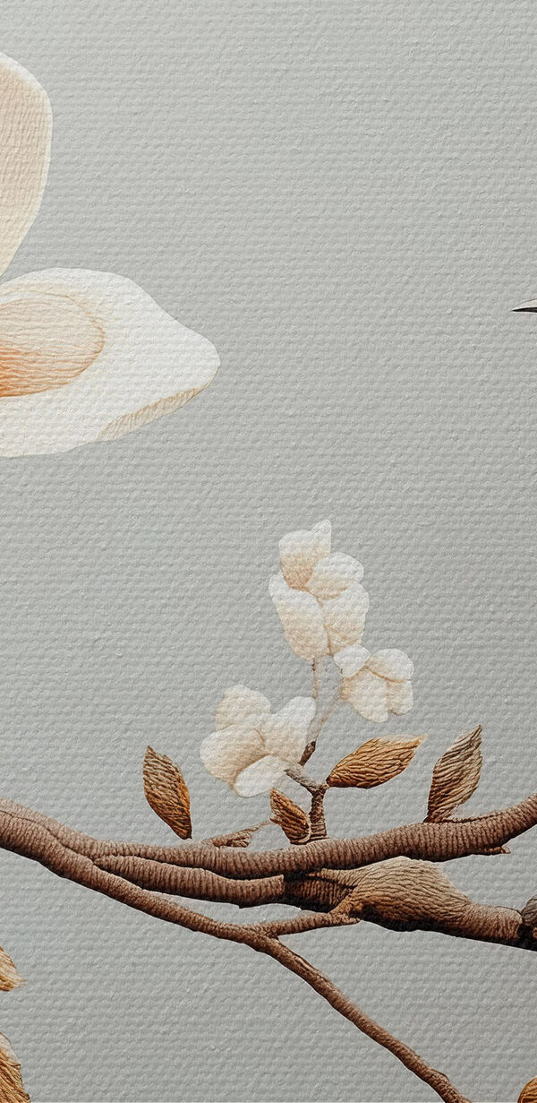 Oiseau sur une branche avec des fleurs Oiseau sur une branche avec des fleurs