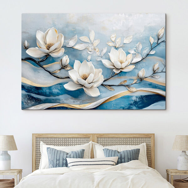Fleurs blanches sur fond bleu Fleurs blanches sur fond bleu