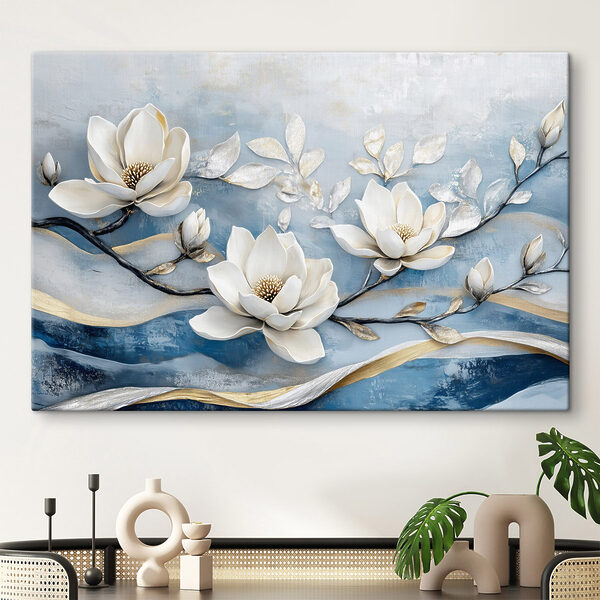 Fleurs blanches sur fond bleu Fleurs blanches sur fond bleu