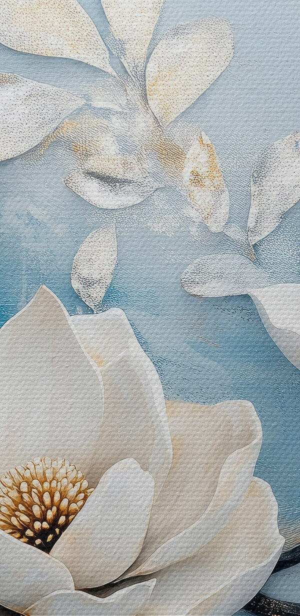 Fleurs blanches sur fond bleu Fleurs blanches sur fond bleu