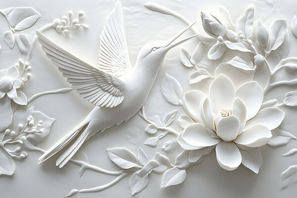 Oiseau et fleur blancs Oiseau et fleur blancs