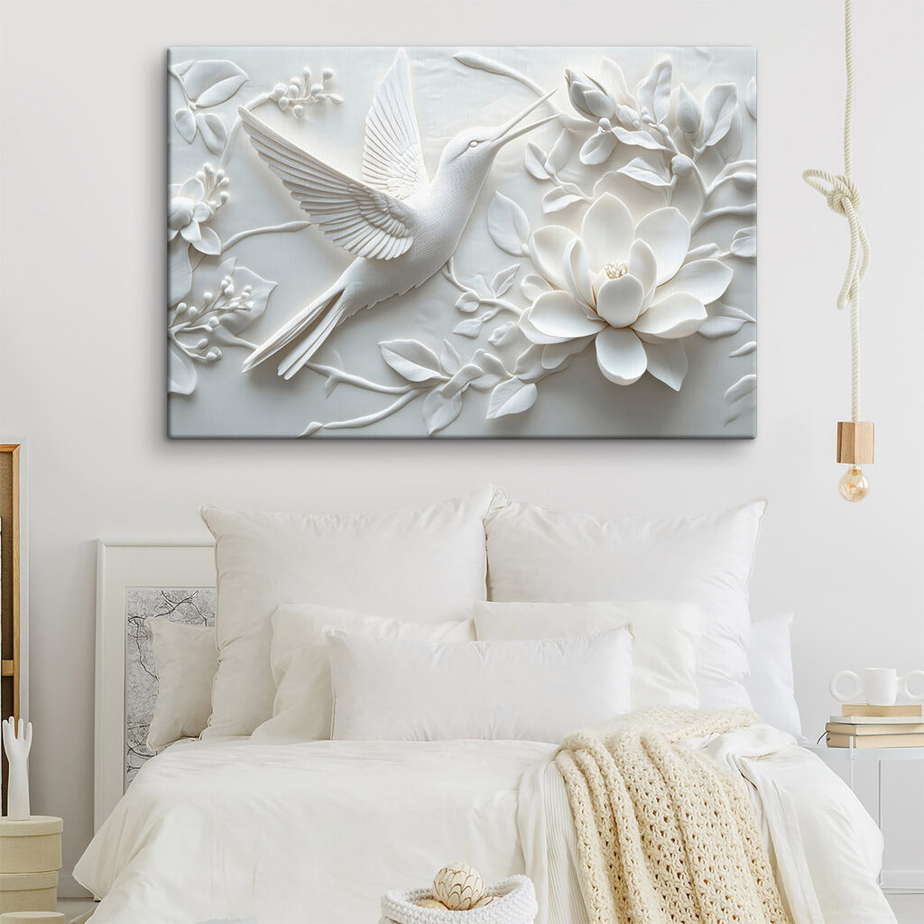 White bird and flower