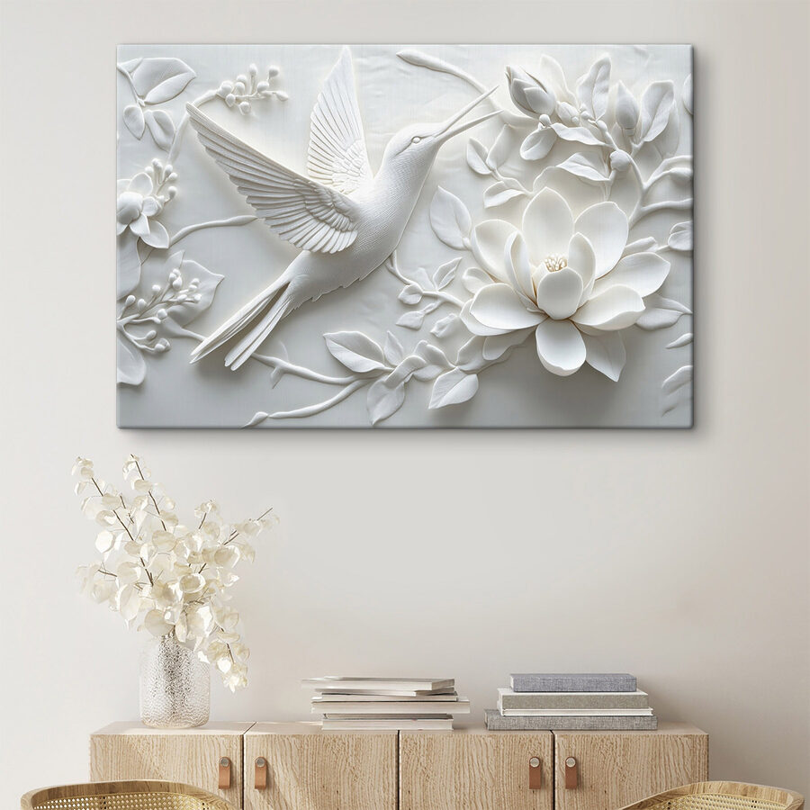 Oiseau et fleur blancs Oiseau et fleur blancs