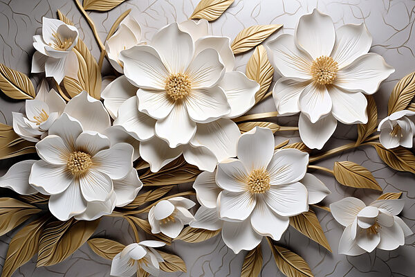 Groupe de fleurs et de feuilles blanches Groupe de fleurs et de feuilles blanches