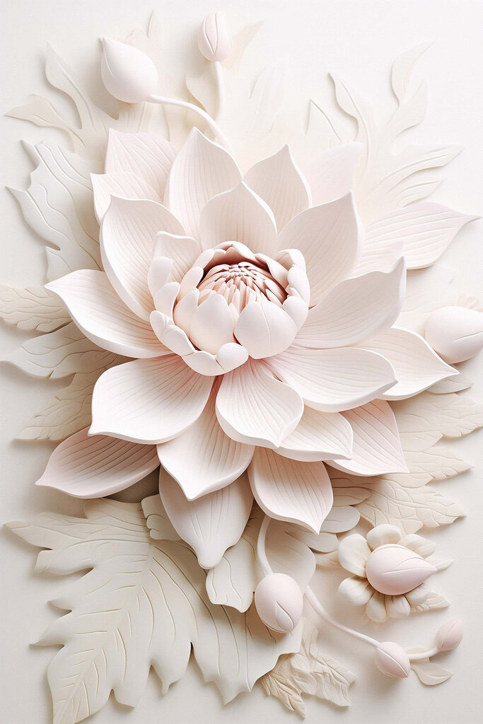 White flower with leaves