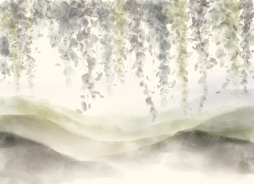 Peinture d'un paysage avec des feuilles au plafond Peinture d'un paysage avec des feuilles au plafond