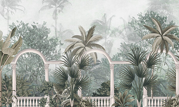 Papier peint avec des palmiers et un balcon Papier peint avec des palmiers et un balcon