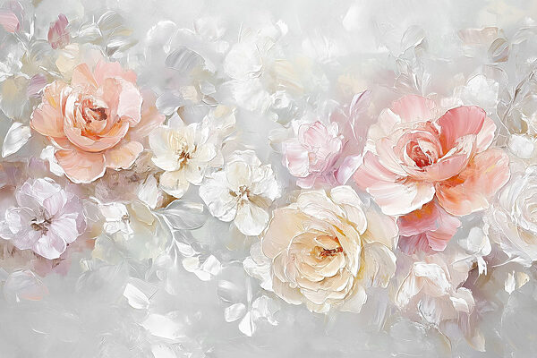 Peinture de fleurs sur une surface blanche Peinture de fleurs sur une surface blanche