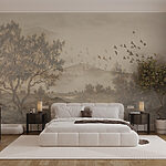 Papier peint Paysage avec des arbres et une rivière