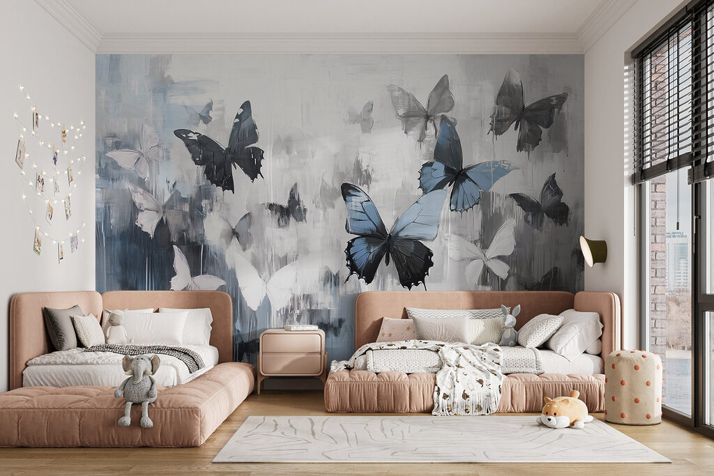 Painting of butterflies flying