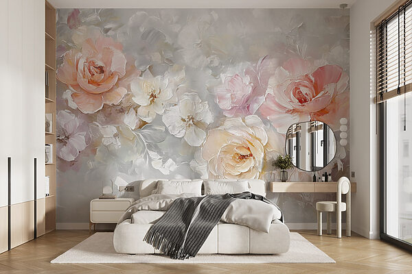 Peinture de fleurs sur une surface blanche Peinture de fleurs sur une surface blanche