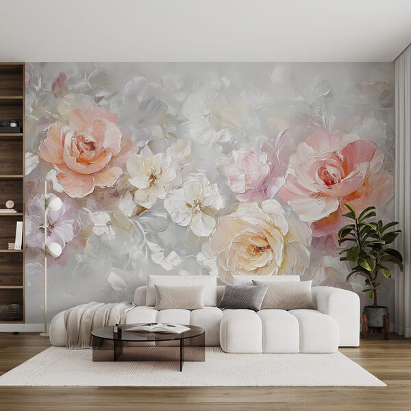 Peinture de fleurs sur une surface blanche Peinture de fleurs sur une surface blanche