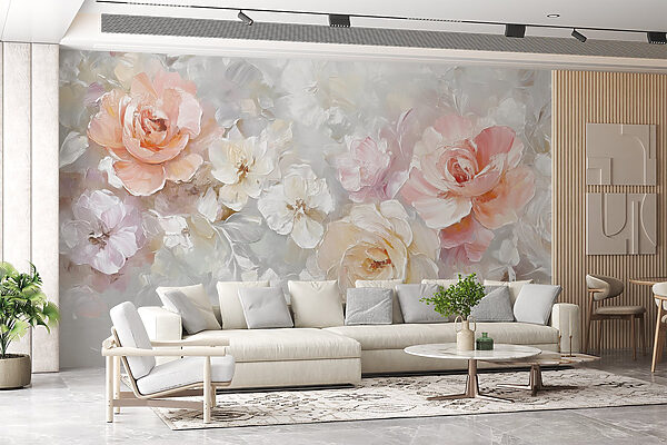 Peinture de fleurs sur une surface blanche Peinture de fleurs sur une surface blanche
