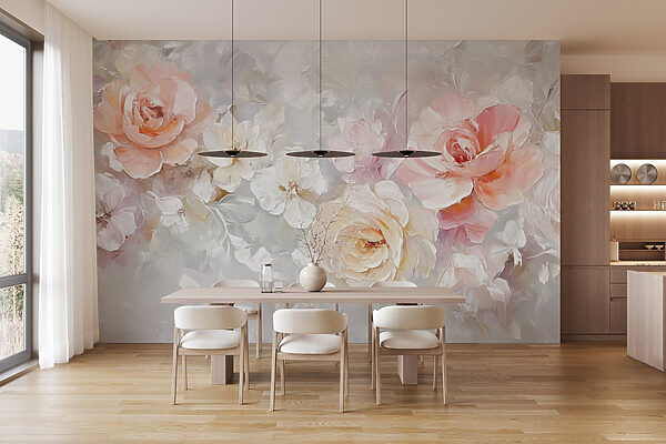 Peinture de fleurs sur une surface blanche Peinture de fleurs sur une surface blanche