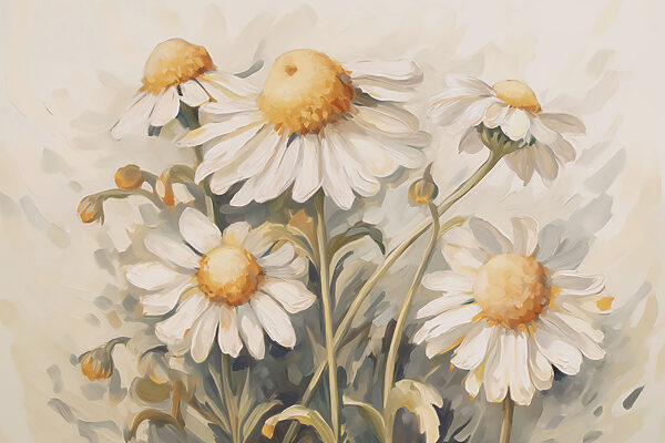 Peinture de fleurs blanches et jaunes Peinture de fleurs blanches et jaunes