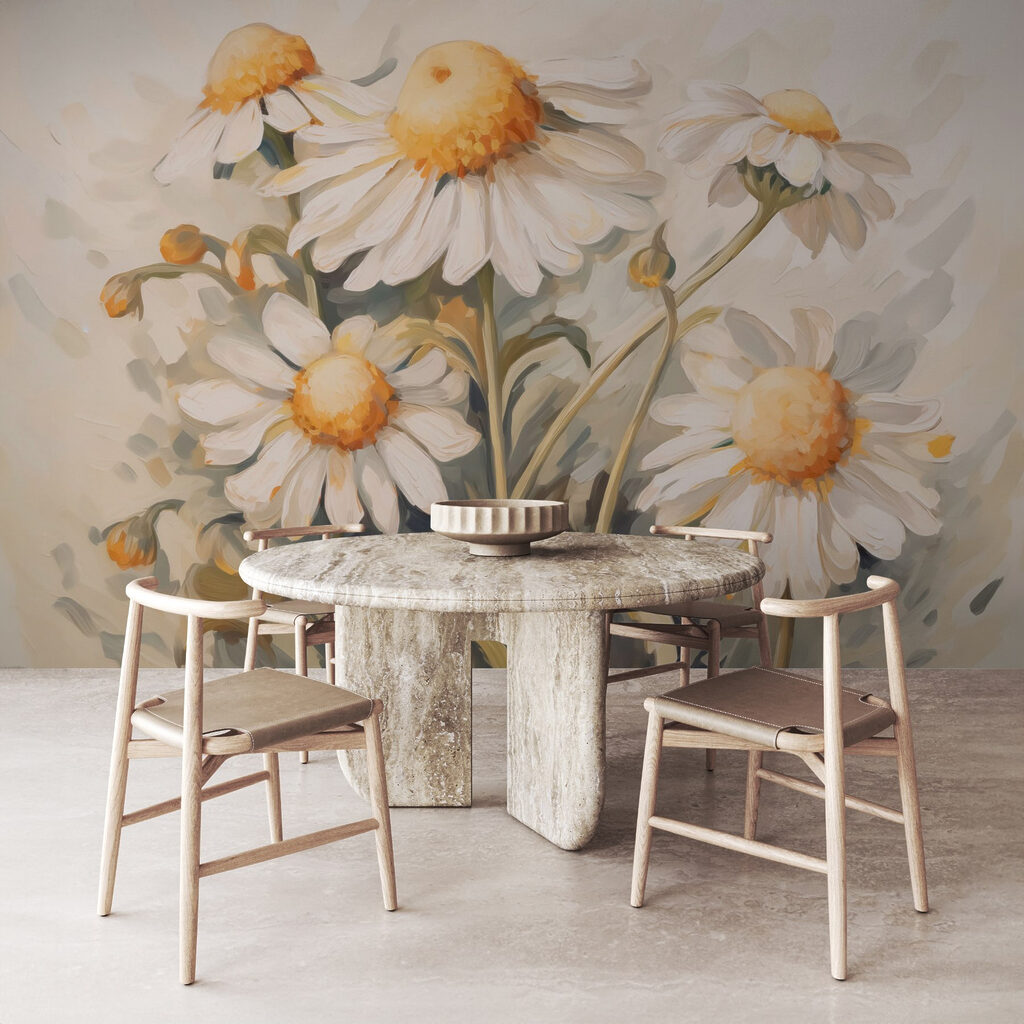 Painting of white and yellow flowers