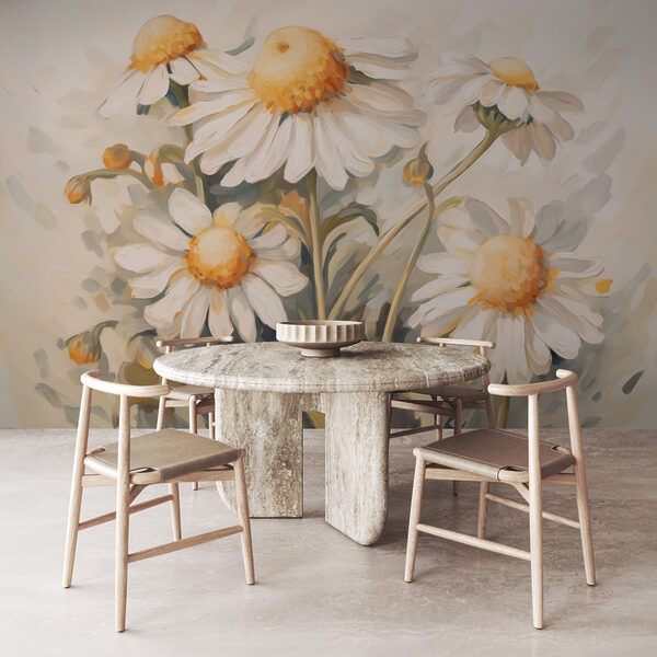 Peinture de fleurs blanches et jaunes Peinture de fleurs blanches et jaunes