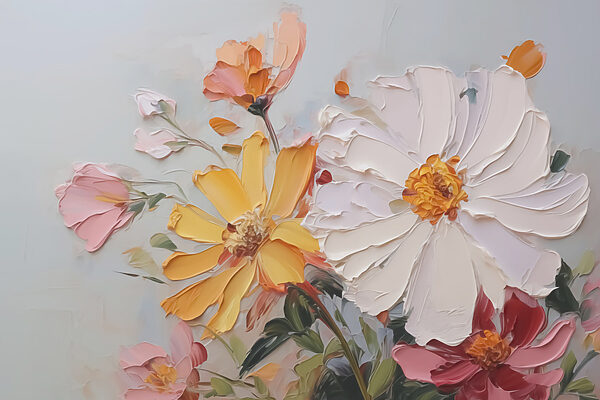 Peinture de fleurs sur une surface blanche Peinture de fleurs sur une surface blanche
