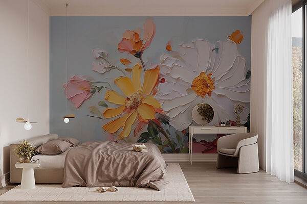 Peinture de fleurs sur une surface blanche Peinture de fleurs sur une surface blanche