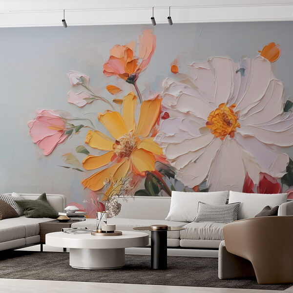 Peinture de fleurs sur une surface blanche Peinture de fleurs sur une surface blanche
