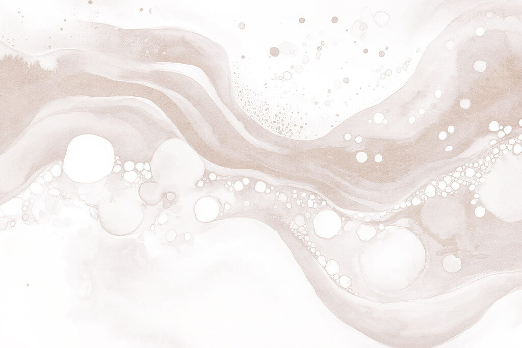 Liquide blanc et brun avec des cercles et des points blancs Liquide blanc et brun avec des cercles et des points blancs