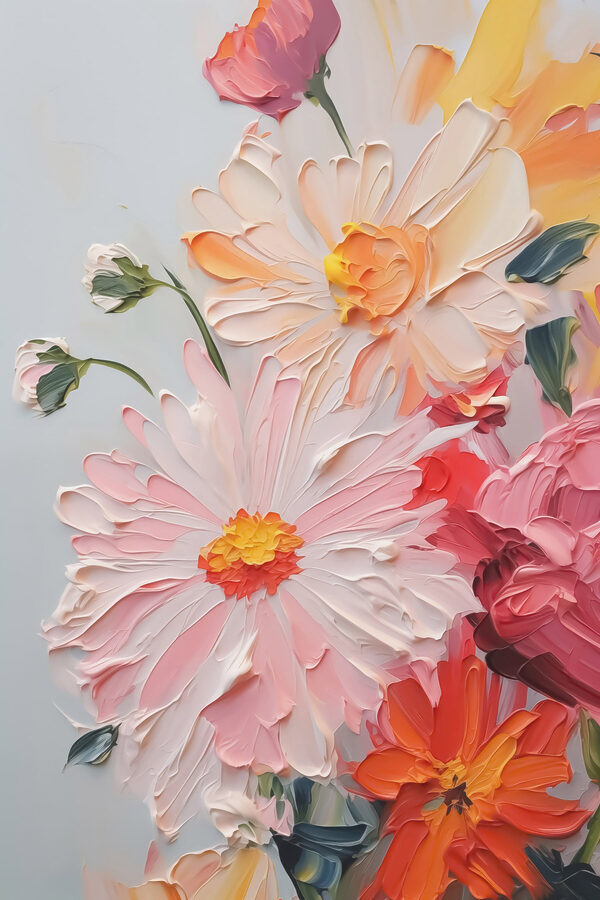 Peinture de fleurs sur une surface blanche Peinture de fleurs sur une surface blanche