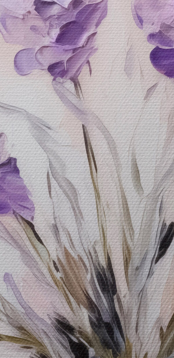 Peinture de fleurs violettes dans un vase en verre Peinture de fleurs violettes dans un vase en verre