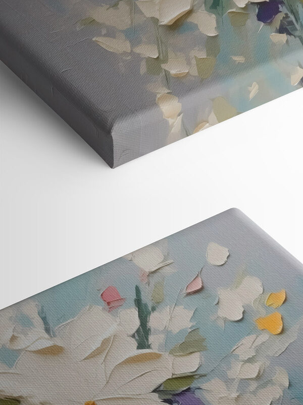 Peinture de fleurs sur une surface bleue Peinture de fleurs sur une surface bleue