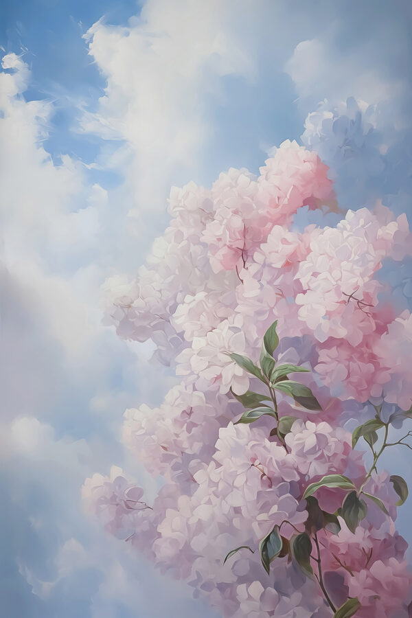 Peinture d'un arbre avec des fleurs roses Peinture d'un arbre avec des fleurs roses