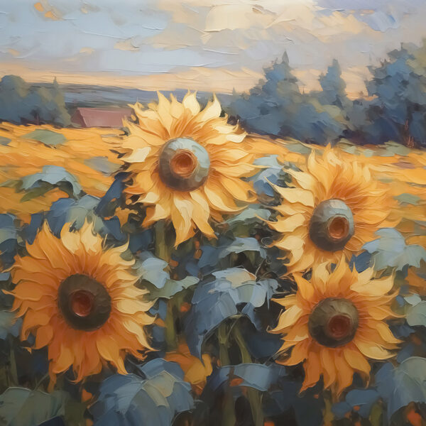 Peinture de tournesols dans un champ Peinture de tournesols dans un champ
