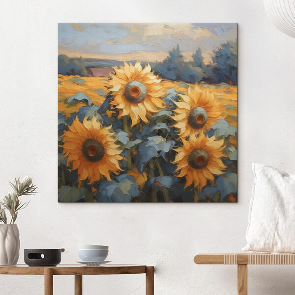 Peinture de tournesols dans un champ Peinture de tournesols dans un champ