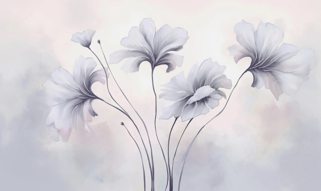 Peinture de fleurs sur fond blanc Peinture de fleurs sur fond blanc