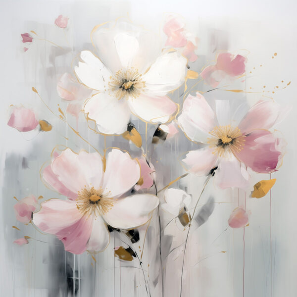 Peinture de fleurs sur fond gris Peinture de fleurs sur fond gris