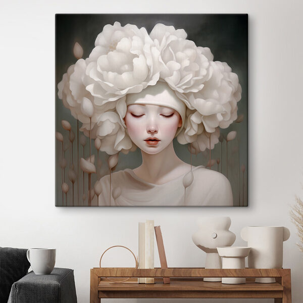 Femme avec des fleurs blanches sur la tête Femme avec des fleurs blanches sur la tête