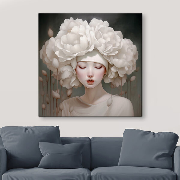 Femme avec des fleurs blanches sur la tête Femme avec des fleurs blanches sur la tête