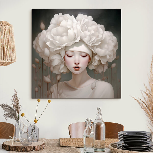 Femme avec des fleurs blanches sur la tête Femme avec des fleurs blanches sur la tête