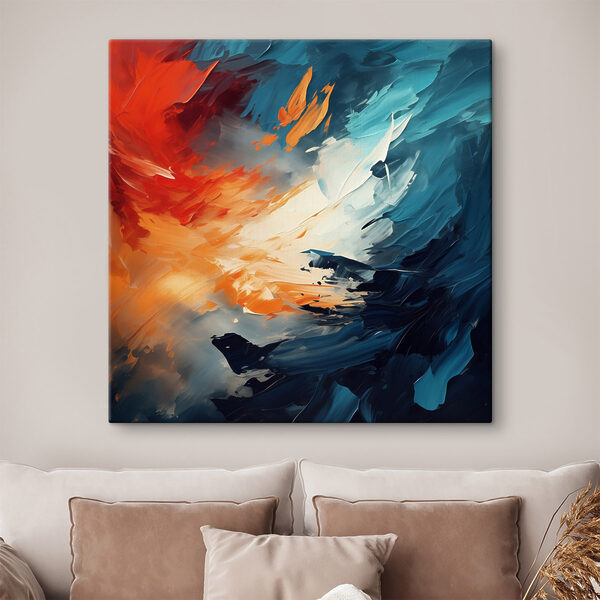 Peinture de couleurs bleu et orange Peinture de couleurs bleu et orange
