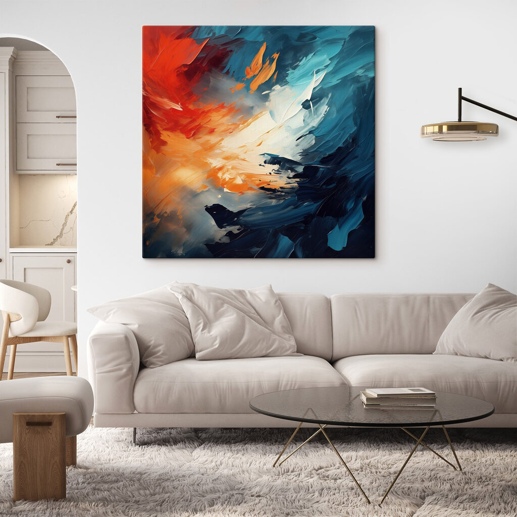 Painting of blue and orange colors