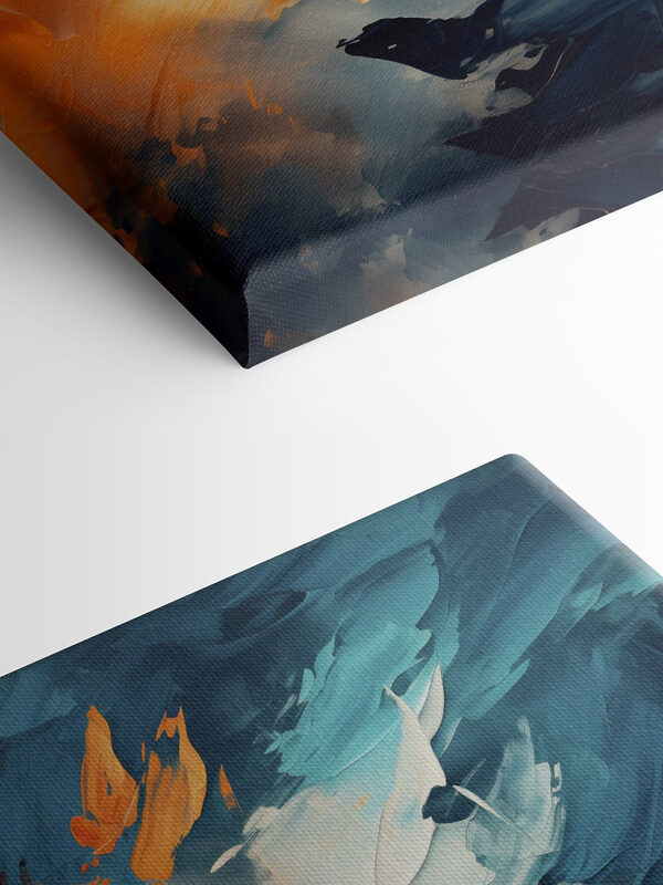 Peinture de couleurs bleu et orange Peinture de couleurs bleu et orange