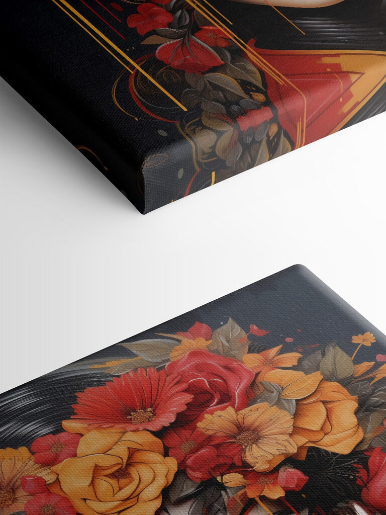 Woman with flowers in her hair and glasses