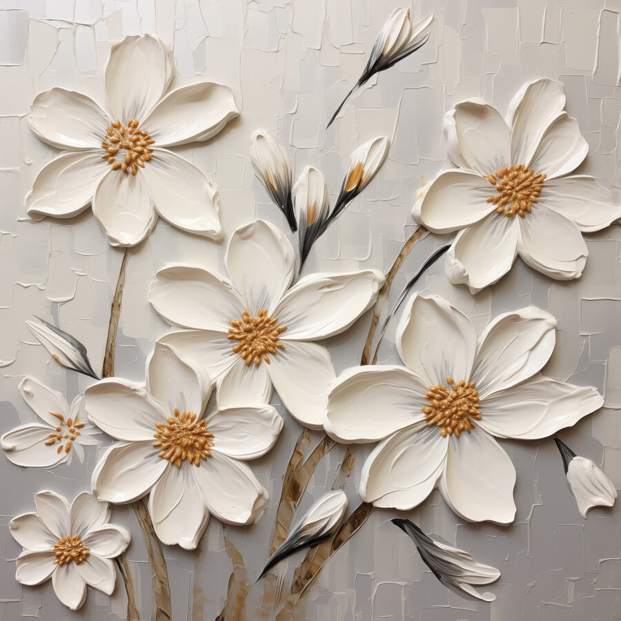 Peinture de fleurs blanches