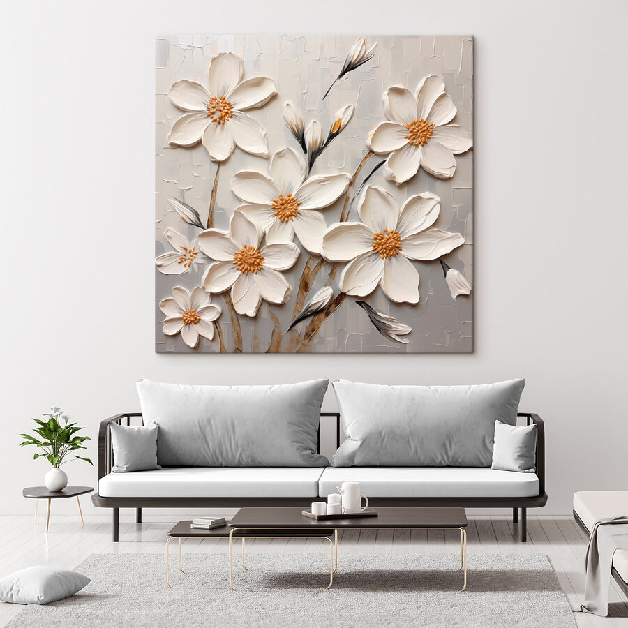 Peinture de fleurs blanches