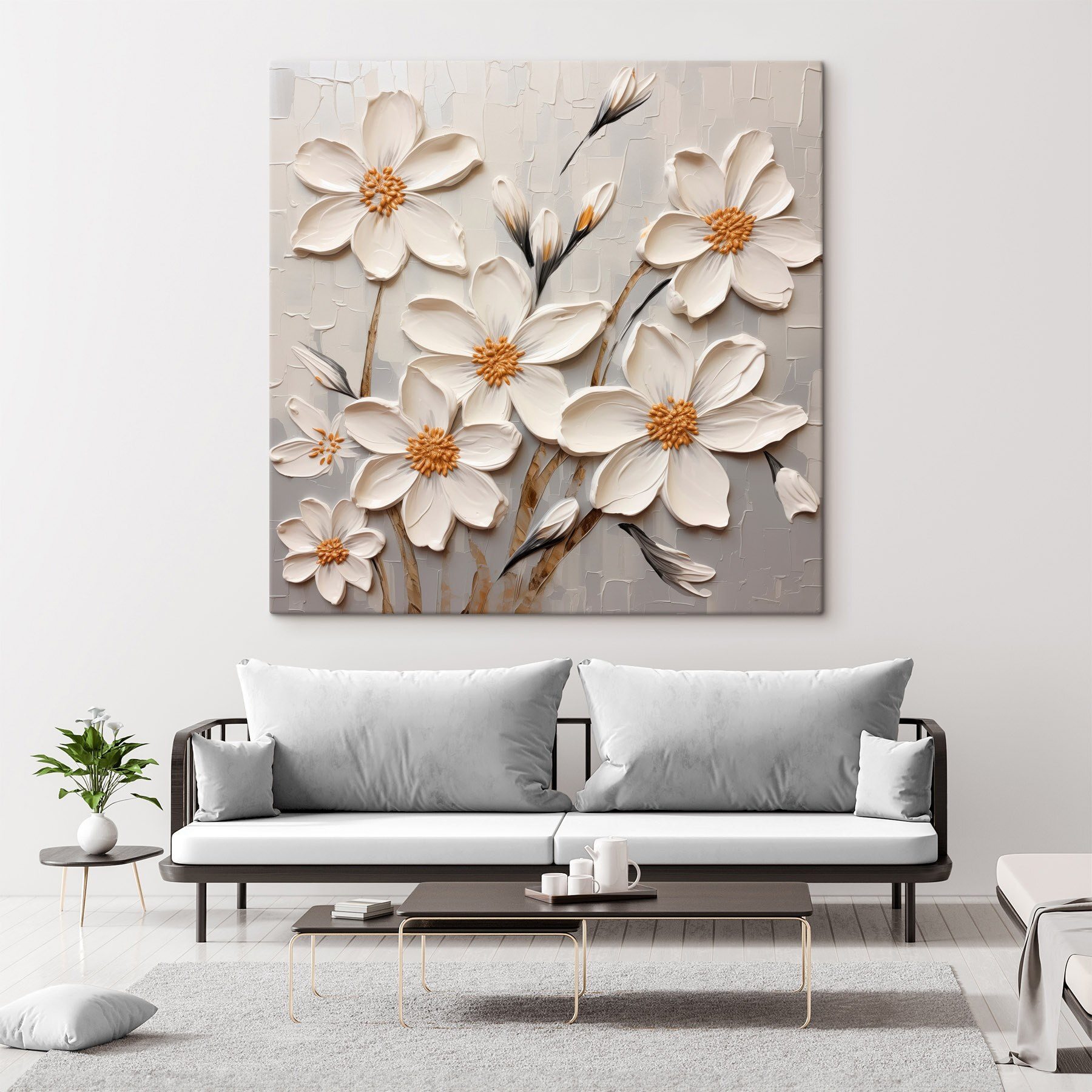 Painting of white flowers