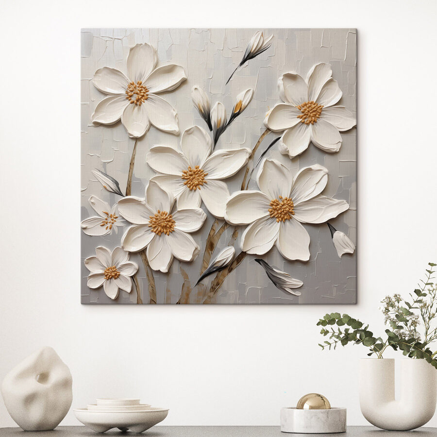 Peinture de fleurs blanches