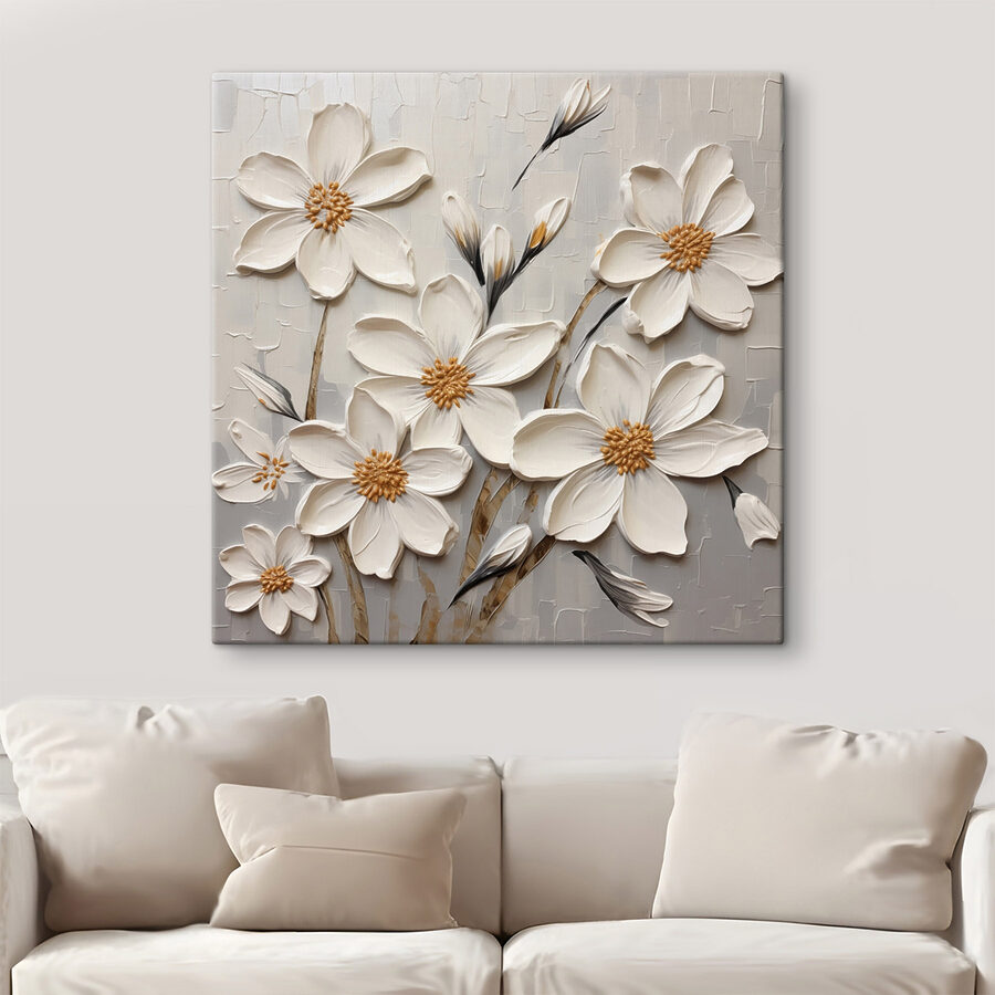 Peinture de fleurs blanches